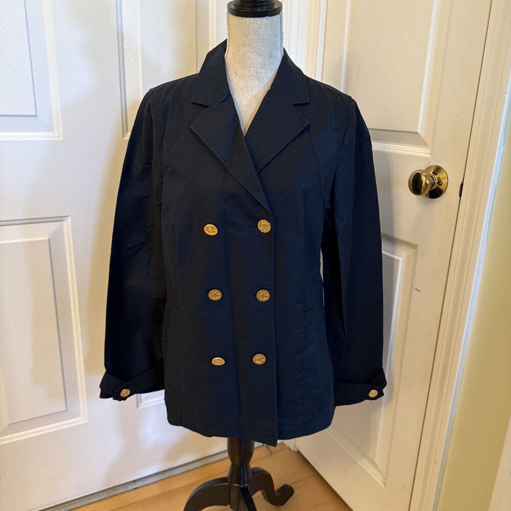 DOUBLE BREASTED C Wonder Navy Blue Light Weight Jacket Women’s Size XL